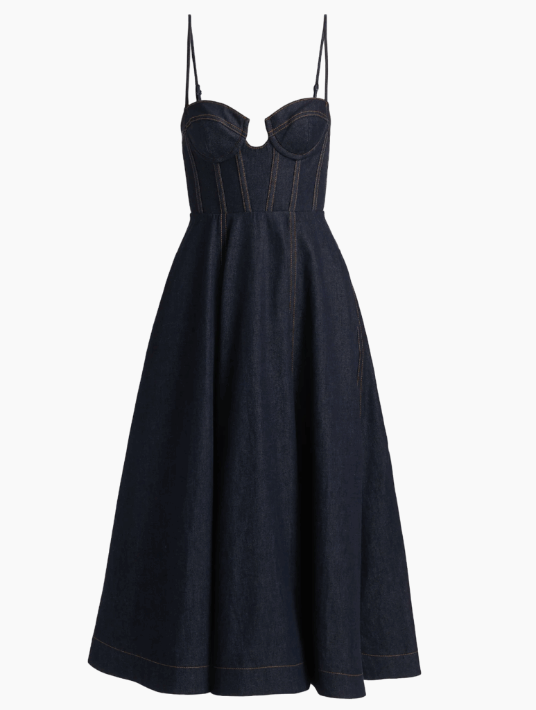 blue denim corset dress